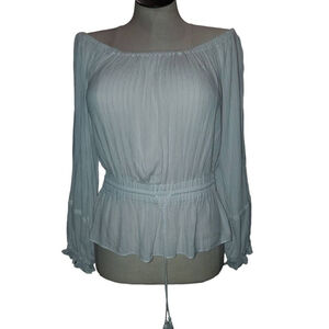 International Concepts Women's Size L Long Sleeve White Off Shoulder Peasant Top